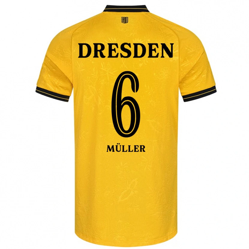 DanxenキッズFriedrich Müller#6黄 黒ホームシャツ2025/26ジャージーユニフォーム
