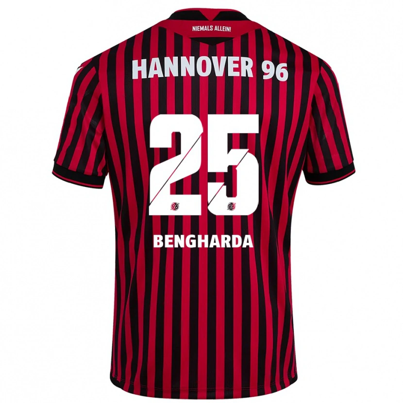 DanxenキッズBilal Bengharda#25赤 黒ホームシャツ2025/26ジャージーユニフォーム