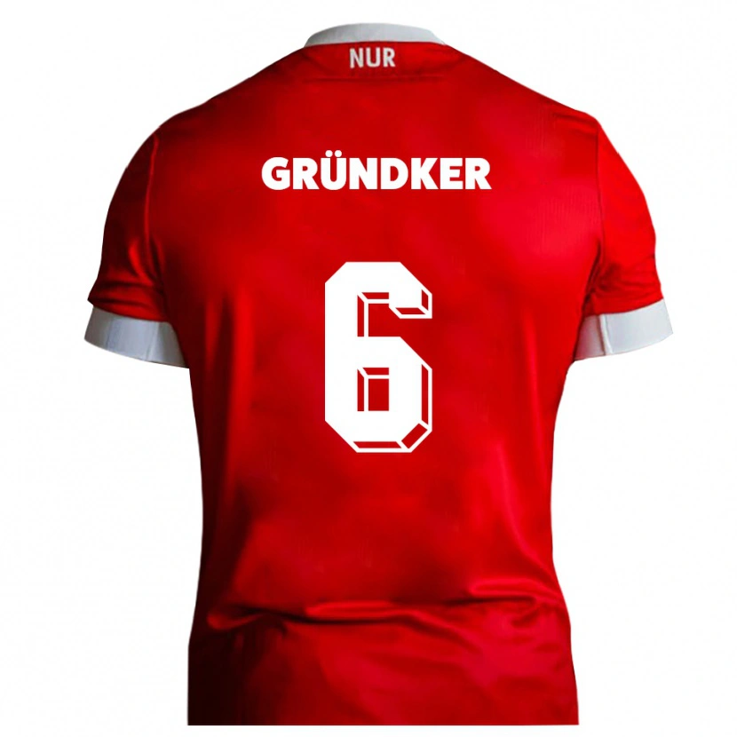 DanxenキッズJulien Gründker#6赤 白ホームシャツ2025/26ジャージーユニフォーム