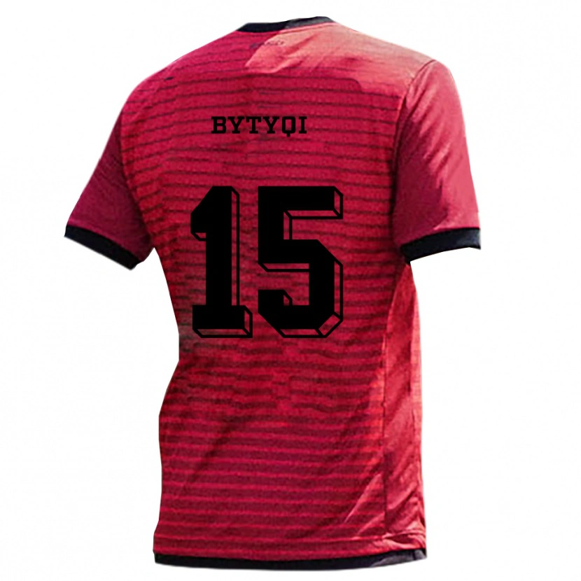 DanxenキッズArmir Bytyqi#15赤 黒ホームシャツ2025/26ジャージーユニフォーム