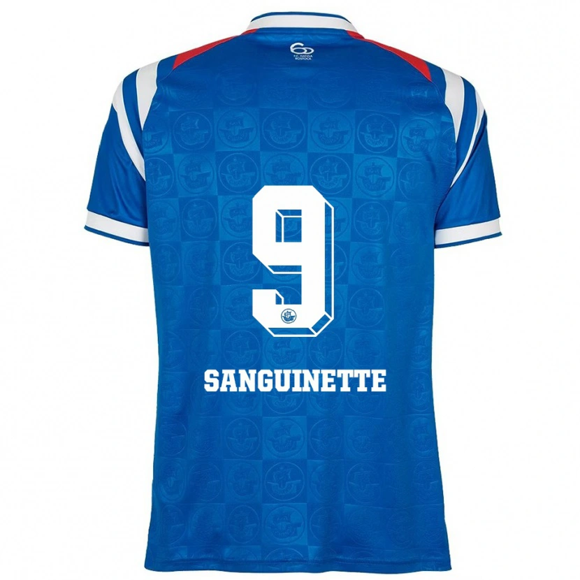DanxenキッズPierre Sanguinette#9青 白 赤ホームシャツ2025/26ジャージーユニフォーム