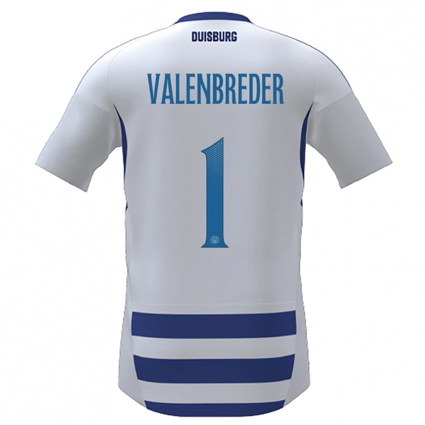 DanxenキッズFrederik Valenbreder#1白 青ホームシャツ2025/26ジャージーユニフォーム