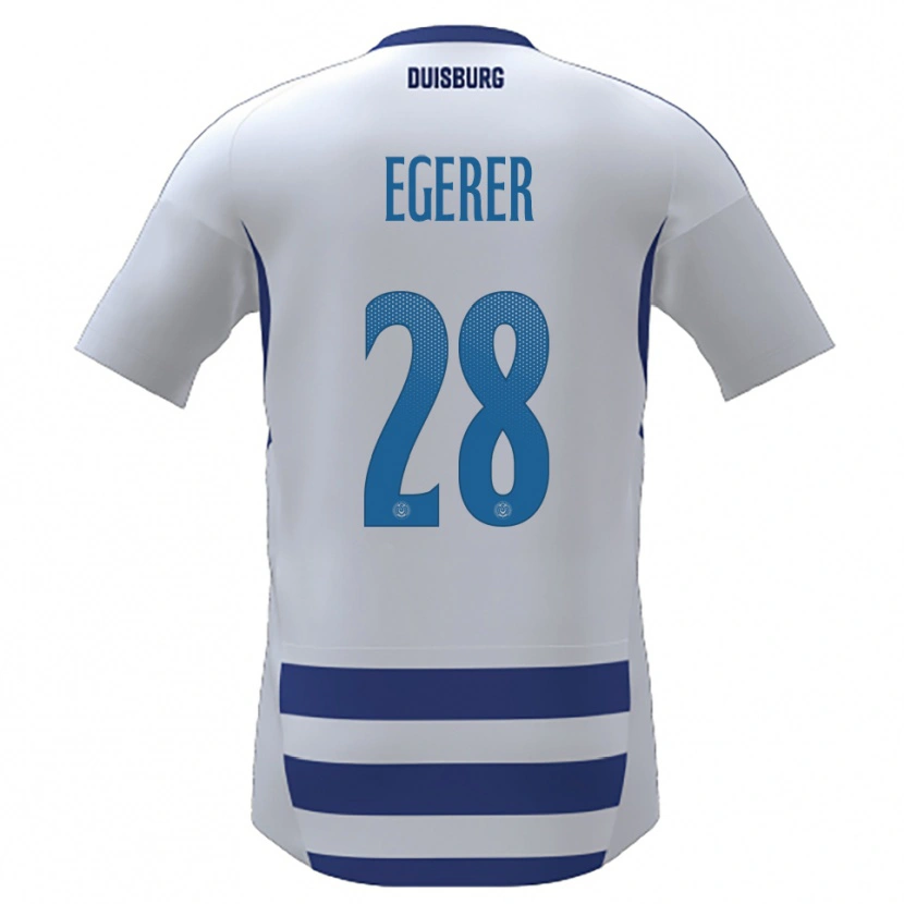 DanxenキッズFlorian Egerer#28白 青ホームシャツ2025/26ジャージーユニフォーム