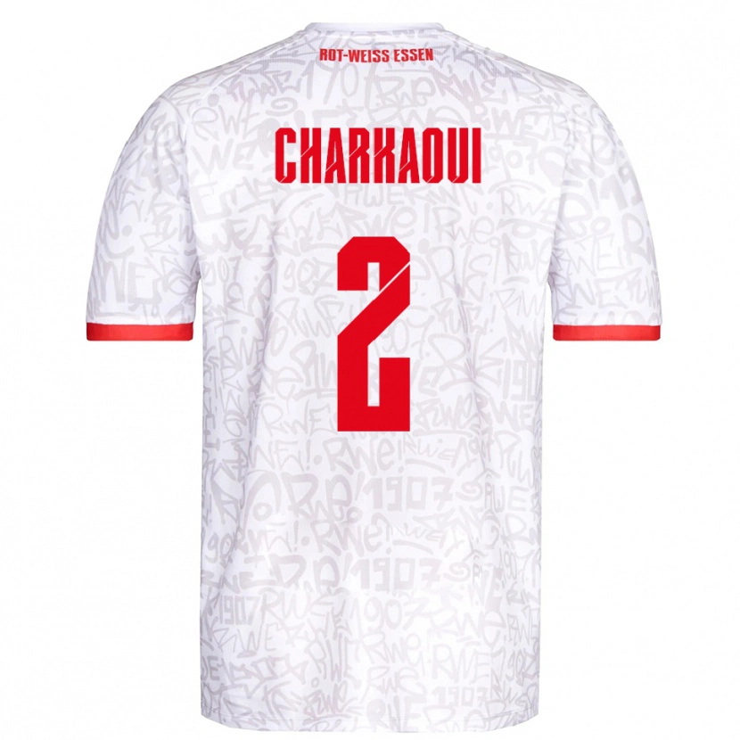 DanxenキッズBilal Charkaoui#2白 赤ホームシャツ2025/26ジャージーユニフォーム