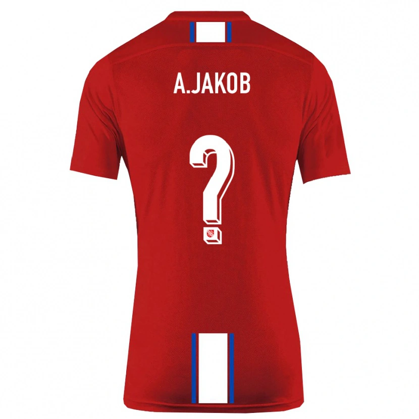 DanxenキッズAlan Jakob#0赤 白ホームシャツ2025/26ジャージーユニフォーム