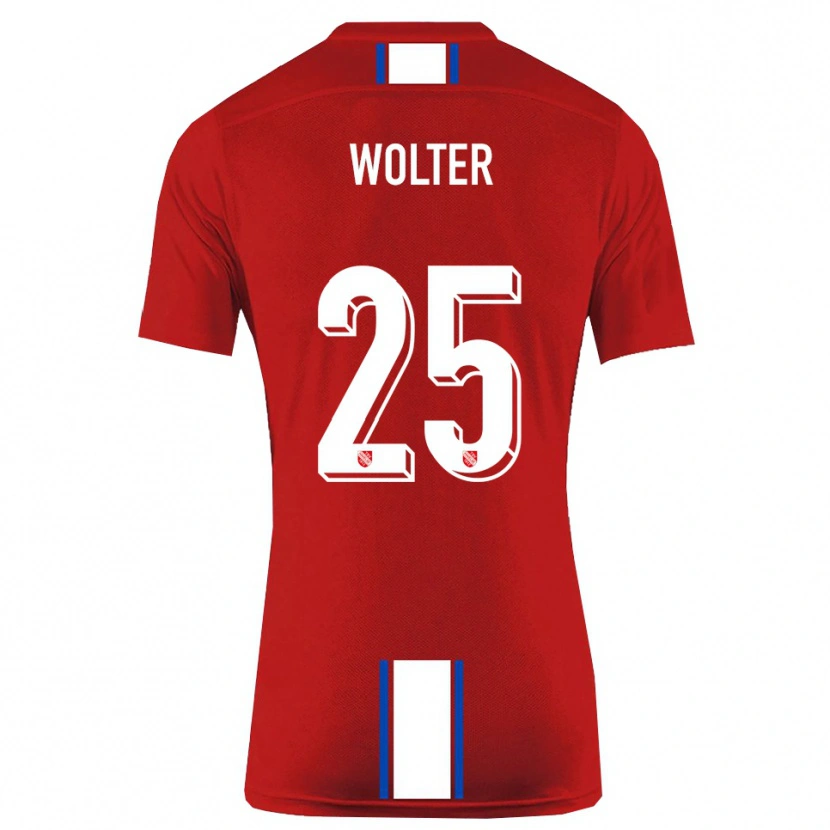 DanxenキッズFynn Wolter#25赤 白ホームシャツ2025/26ジャージーユニフォーム