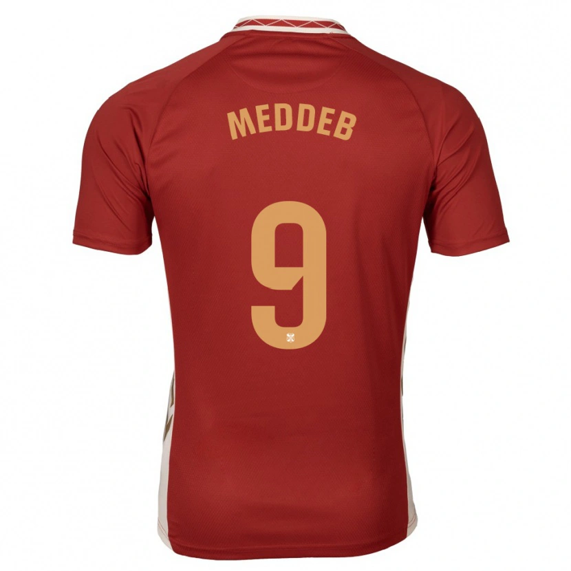 DanxenキッズWalid Meddeb#9バーガンディ 金アウェイシャツ2025/26ジャージーユニフォーム