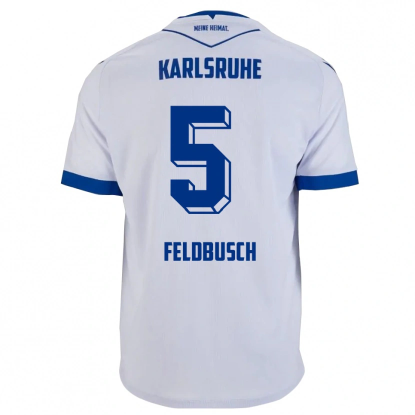 DanxenキッズJonas Feldbusch#5白 青アウェイシャツ2025/26ジャージーユニフォーム