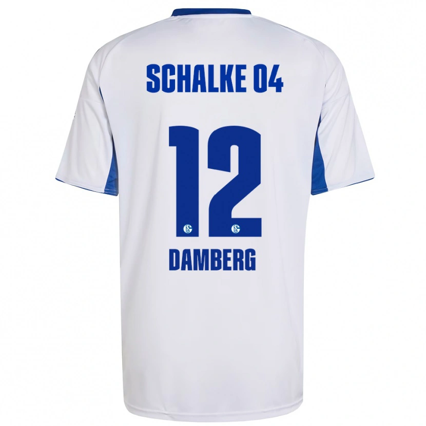 DanxenキッズNiclas Damberg#12白 青アウェイシャツ2025/26ジャージーユニフォーム