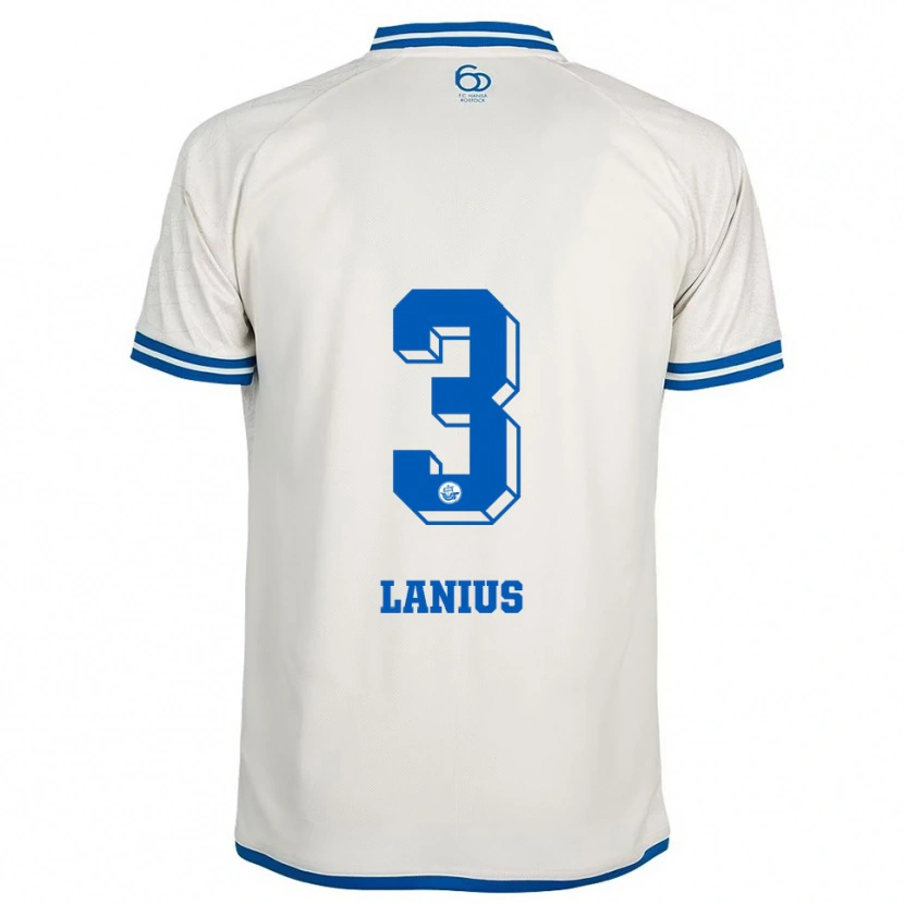 DanxenキッズDominik Lanius#3白 青アウェイシャツ2025/26ジャージーユニフォーム