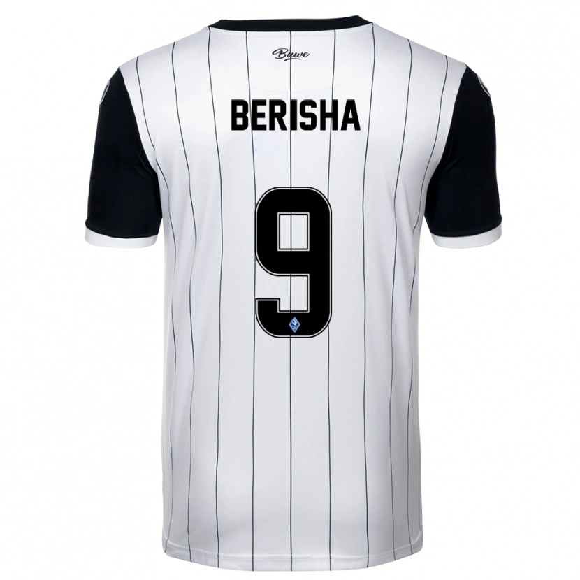 DanxenキッズLeotrim Berisha#9白 黒アウェイシャツ2025/26ジャージーユニフォーム