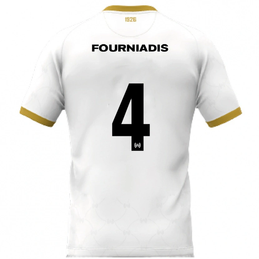 DanxenキッズLinos Fourniadis#4白 金アウェイシャツ2025/26ジャージーユニフォーム