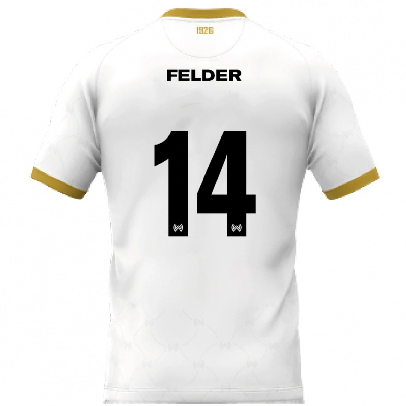 DanxenキッズMohamed Felder#14白 金アウェイシャツ2025/26ジャージーユニフォーム