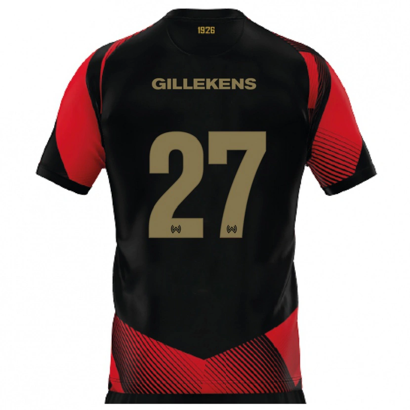 DanxenメンズJordy Gillekens#27黒 赤ホームシャツ2025/26ジャージーユニフォーム