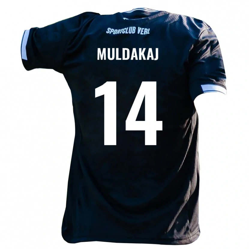 DanxenメンズArdit Muldakaj#14黒 白アウェイシャツ2025/26ジャージーユニフォーム