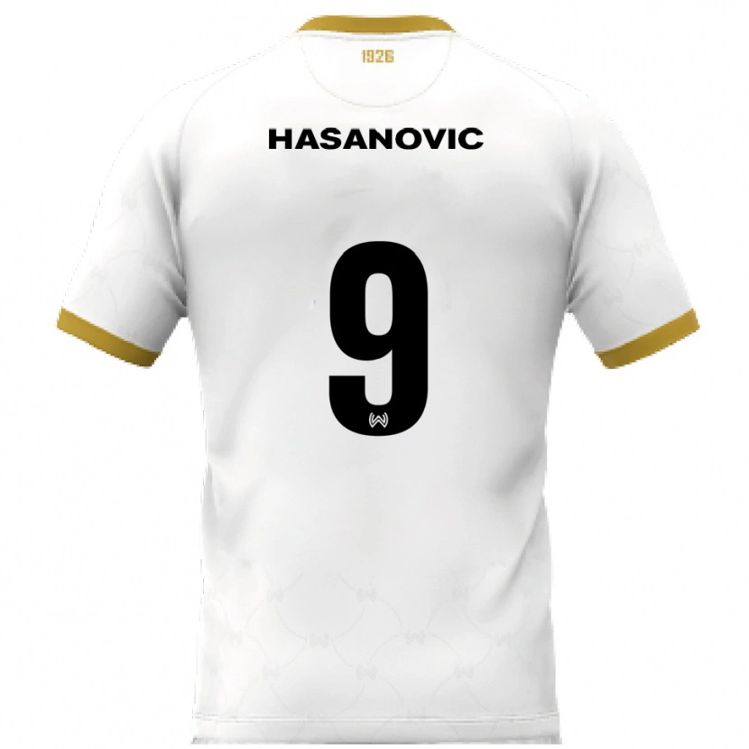 DanxenメンズKarim Hasanovic#9白 金アウェイシャツ2025/26ジャージーユニフォーム
