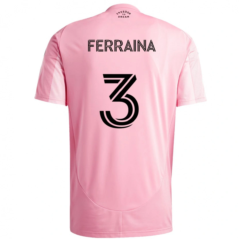 Danxenキッズジョヴァンニ・フェライナ#3ピンク ブラックホームシャツ2025/26ジャージーユニフォーム