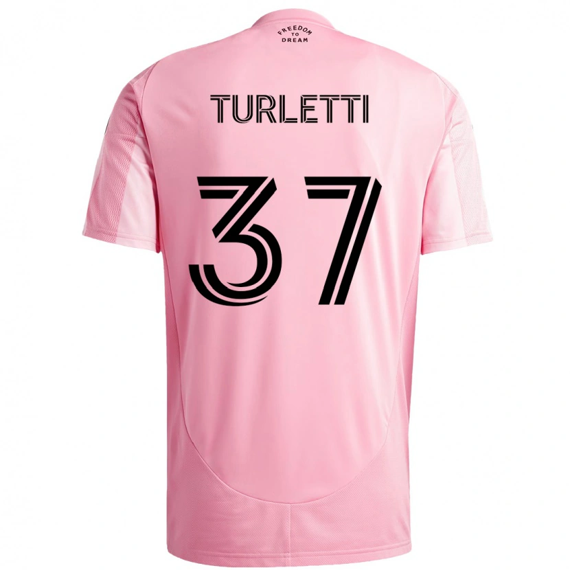 DanxenキッズMateo Turletti#37ピンク ブラックホームシャツ2025/26ジャージーユニフォーム