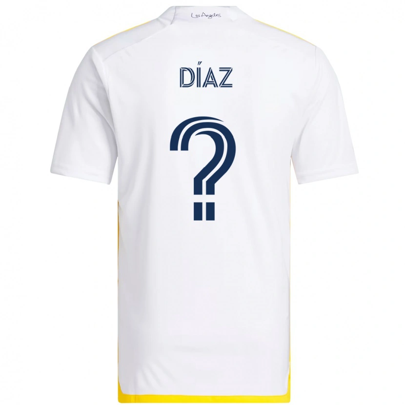 DanxenキッズCarlos Díaz#0ホワイト イエローホームシャツ2025/26ジャージーユニフォーム