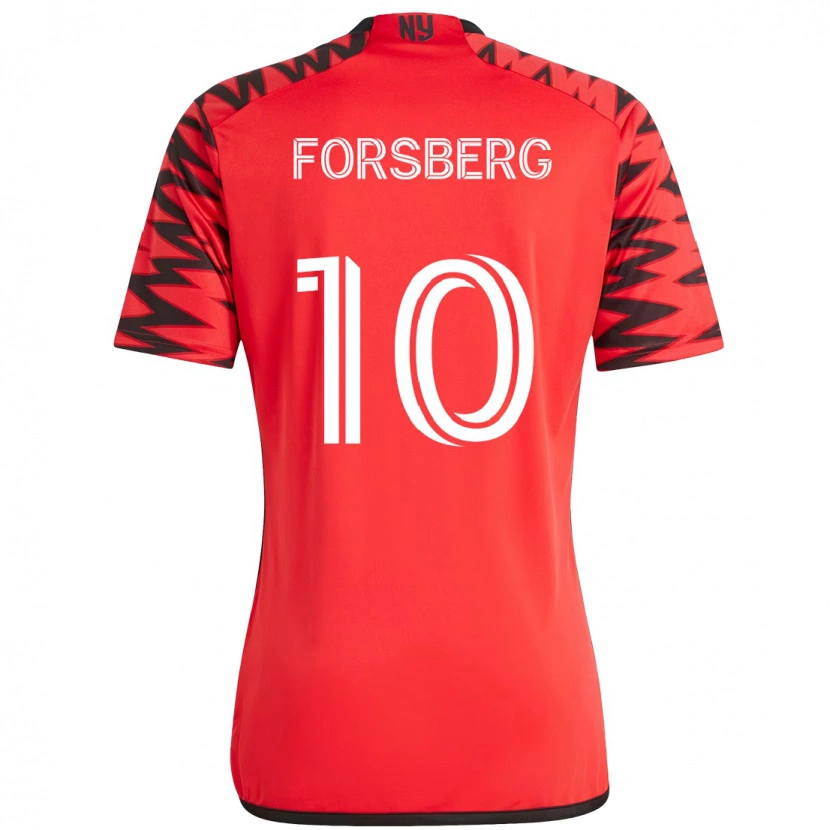 Danxenキッズエミル・フォルスベリ#10レッド ブラックホームシャツ2025/26ジャージーユニフォーム