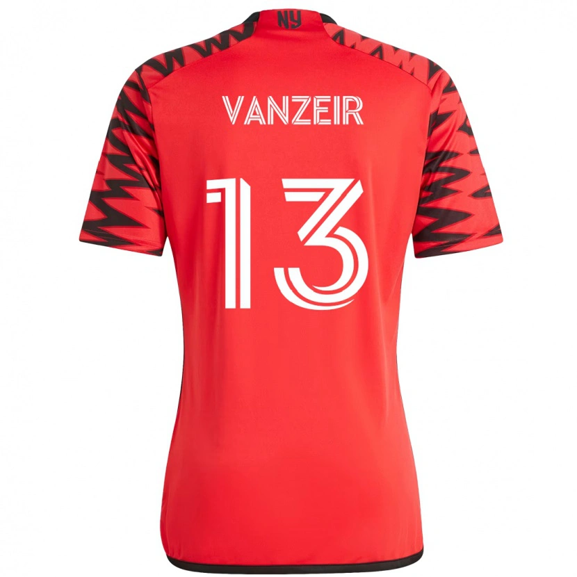 Danxenキッズダンテ・バンゼイル#13レッド ブラックホームシャツ2025/26ジャージーユニフォーム