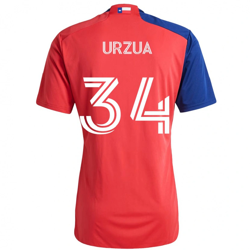 DanxenキッズAlejandro Urzua#34レッド ネイビーブルーホームシャツ2025/26ジャージーユニフォーム