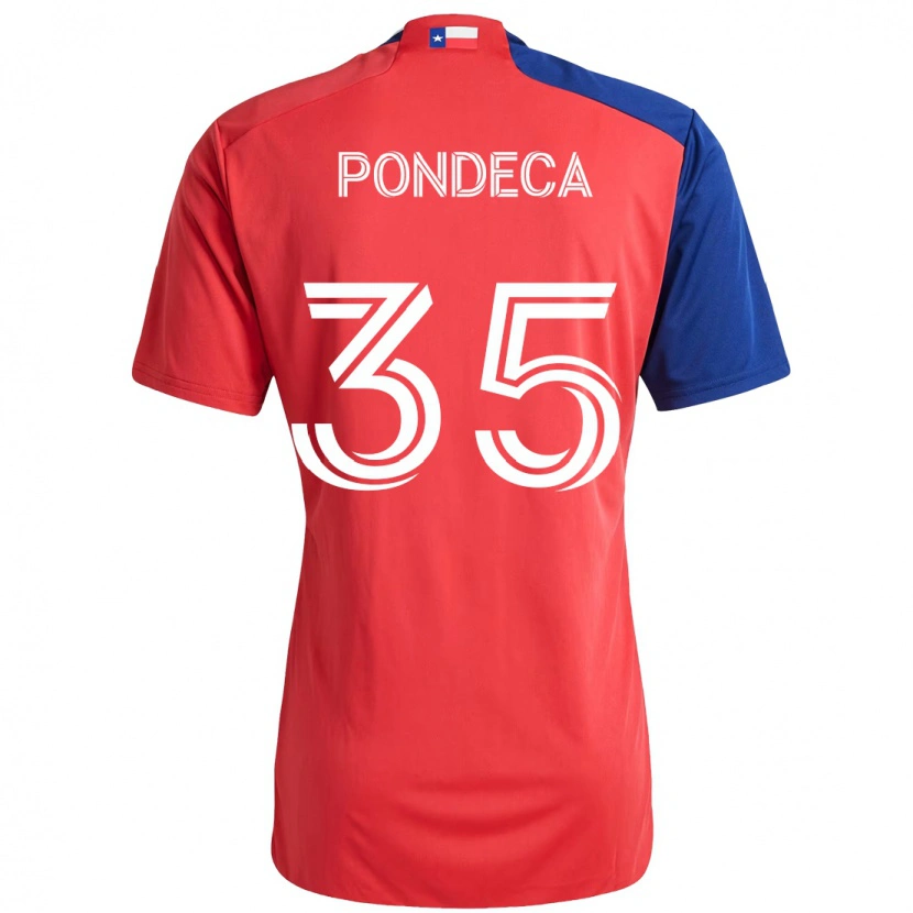 DanxenキッズTomas Pondeca#35レッド ネイビーブルーホームシャツ2025/26ジャージーユニフォーム