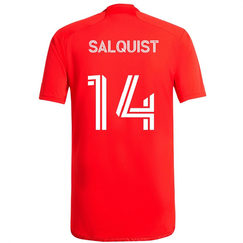 DanxenキッズTobias Salquist#14レッド ホワイトホームシャツ2025/26ジャージーユニフォーム