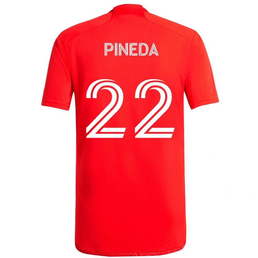 Danxenキッズマウリシオ・ピネダ#22レッド ホワイトホームシャツ2025/26ジャージーユニフォーム