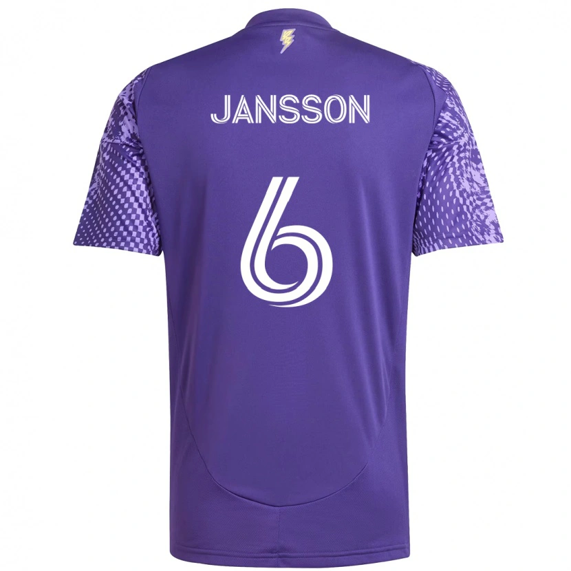 Danxenキッズロビン・ヤンソン#6パープル ホワイトホームシャツ2025/26ジャージーユニフォーム