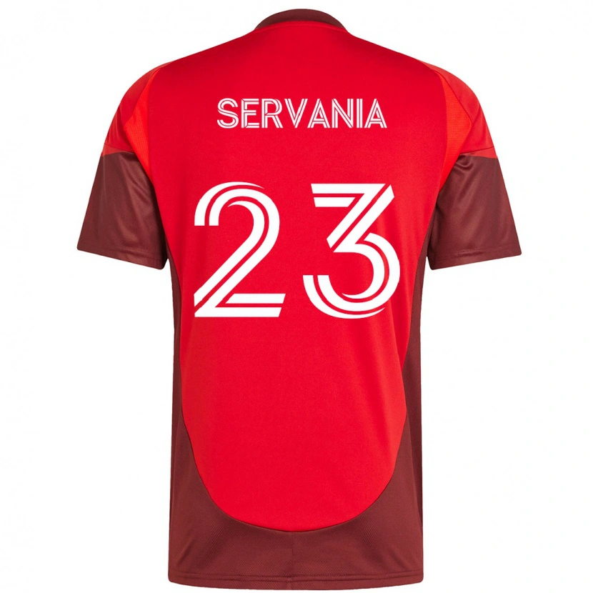 Danxenキッズブランドン・サーバニア#23レッド ホワイトホームシャツ2025/26ジャージーユニフォーム