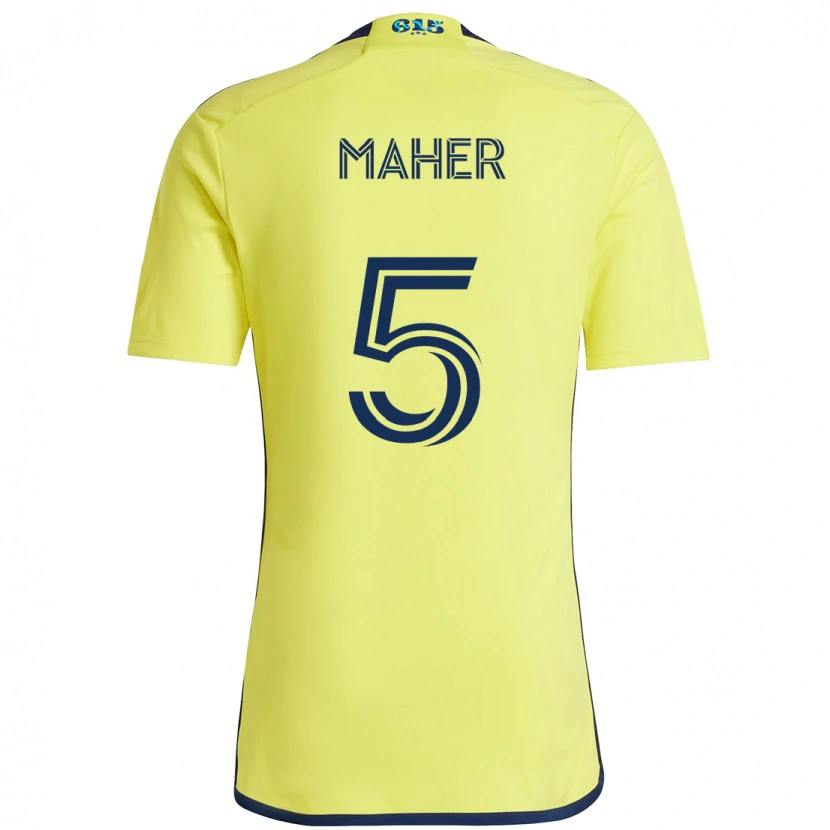 Danxenキッズジャック・マーハー#5イエロー ネイビーブルーホームシャツ2025/26ジャージーユニフォーム