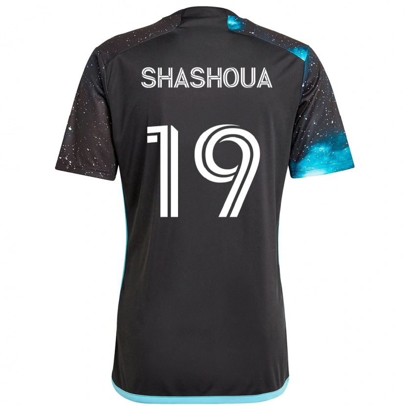 Danxenキッズサムエル・シャショウア#19ブラック ブルーホームシャツ2025/26ジャージーユニフォーム