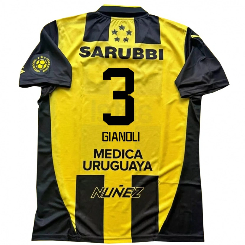DanxenキッズMartín Gianoli#3イエロー ブラックホームシャツ2025/26ジャージーユニフォーム