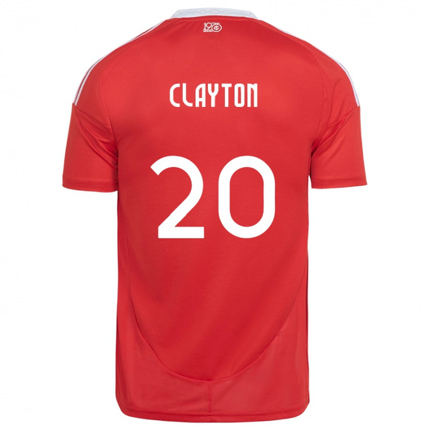 DanxenキッズClayton#20レッド ホワイトホームシャツ2025/26ジャージーユニフォーム