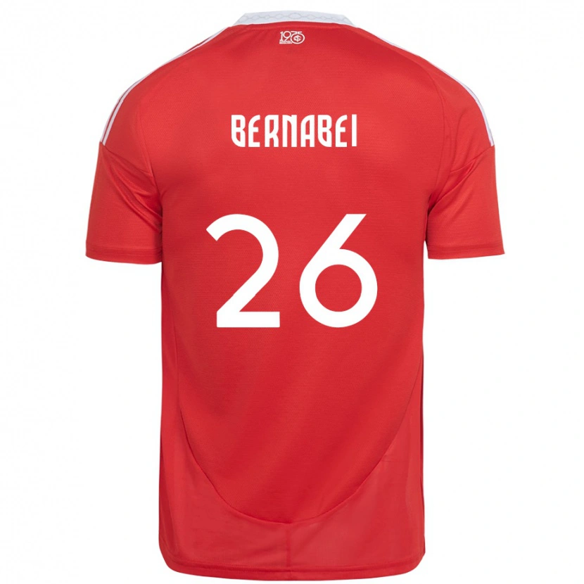 Danxenキッズアレッサンドロ・ベルナベイ#26レッド ホワイトホームシャツ2025/26ジャージーユニフォーム