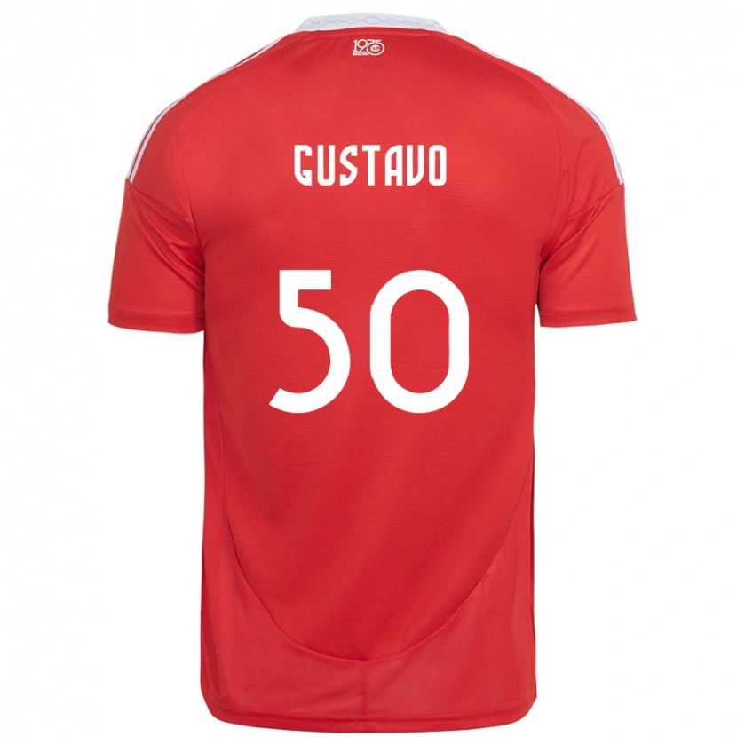 DanxenキッズGustavo#50レッド ホワイトホームシャツ2025/26ジャージーユニフォーム