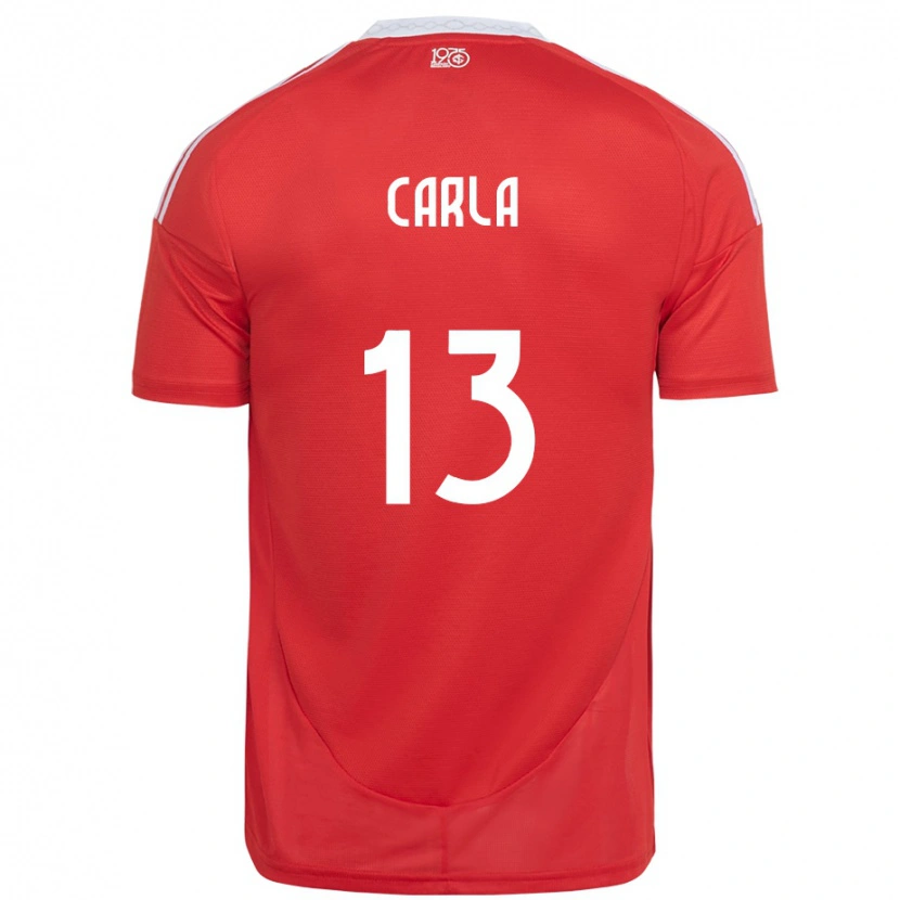 DanxenキッズCarla#13レッド ホワイトホームシャツ2025/26ジャージーユニフォーム