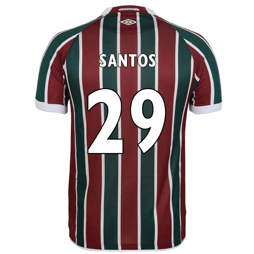 Danxenキッズチアゴ・ドス・サントス#29グリーン マルーン ホワイトホームシャツ2025/26ジャージーユニフォーム
