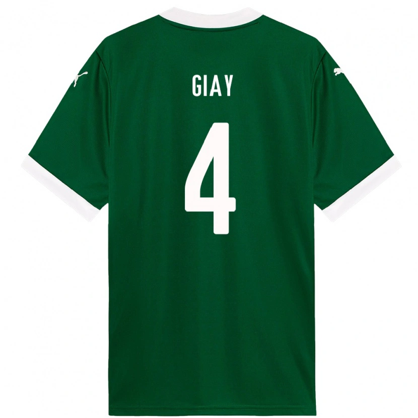 DanxenキッズAgustín Giay#4グリーン ホワイトホームシャツ2025/26ジャージーユニフォーム