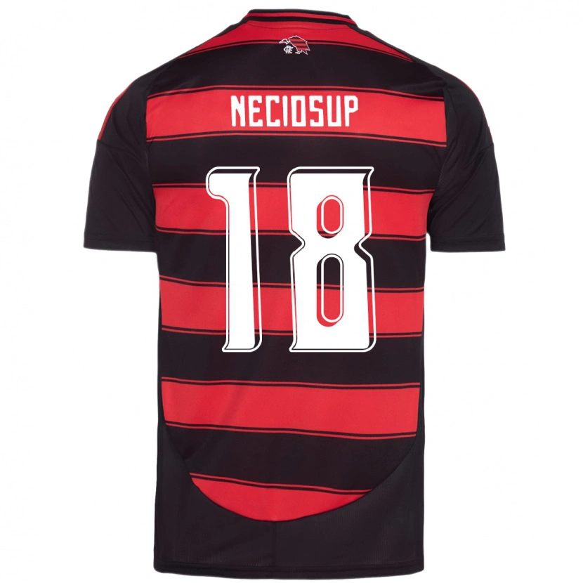 DanxenキッズAdriano Neciosup#18レッド ブラックホームシャツ2025/26ジャージーユニフォーム