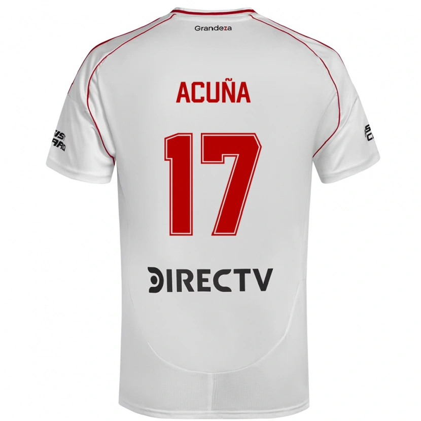 DanxenキッズAyelén Acuña#17ホワイト レッドホームシャツ2025/26ジャージーユニフォーム