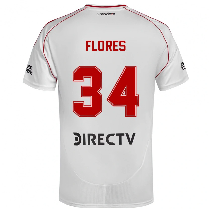 DanxenキッズBrenda Flores#34ホワイト レッドホームシャツ2025/26ジャージーユニフォーム