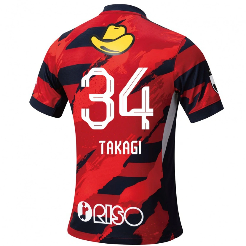 DanxenキッズHaruto Takagi#34レッド ブラックホームシャツ2025/26ジャージーユニフォーム