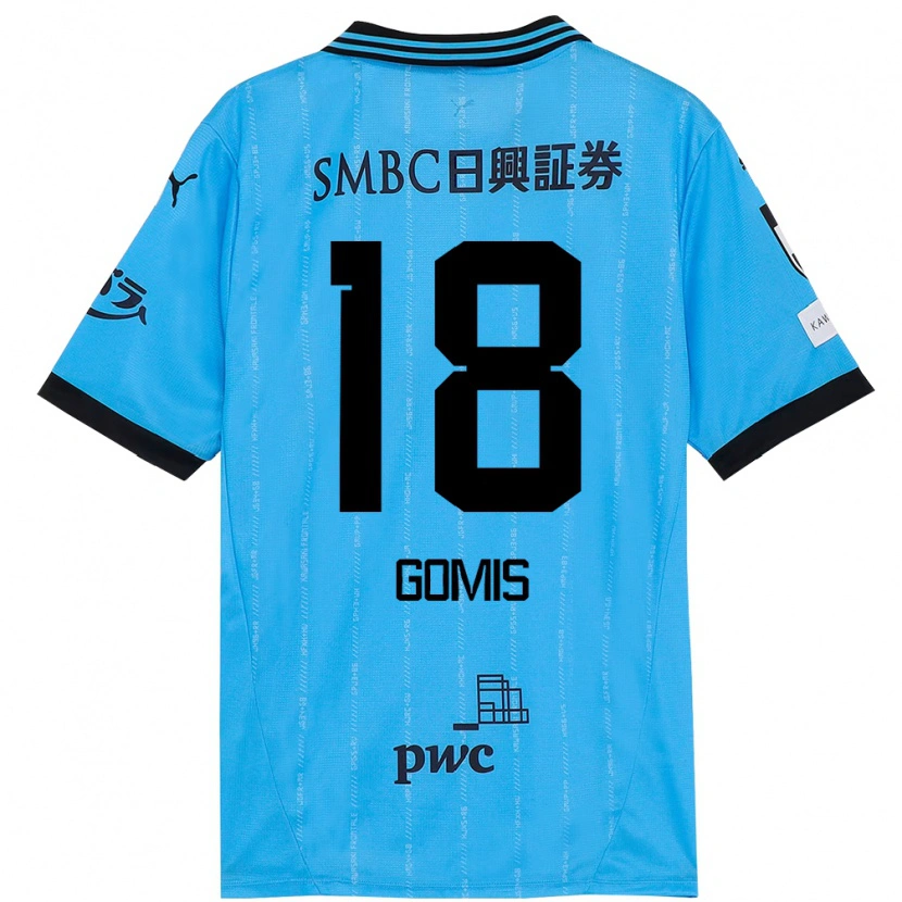 Danxenキッズバフェティンビ・ゴミス#18スカイブルー ブラックホームシャツ2025/26ジャージーユニフォーム