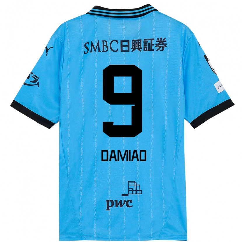Danxenキッズレアンドロ・ダミアン#9スカイブルー ブラックホームシャツ2025/26ジャージーユニフォーム