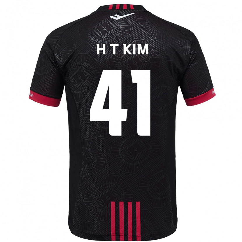 DanxenキッズTae-Ho Kim#41ブラック レッドホームシャツ2025/26ジャージーユニフォーム