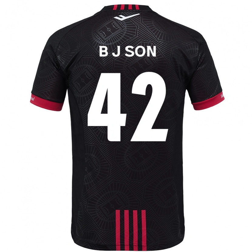DanxenキッズJeong-Beom Son#42ブラック レッドホームシャツ2025/26ジャージーユニフォーム