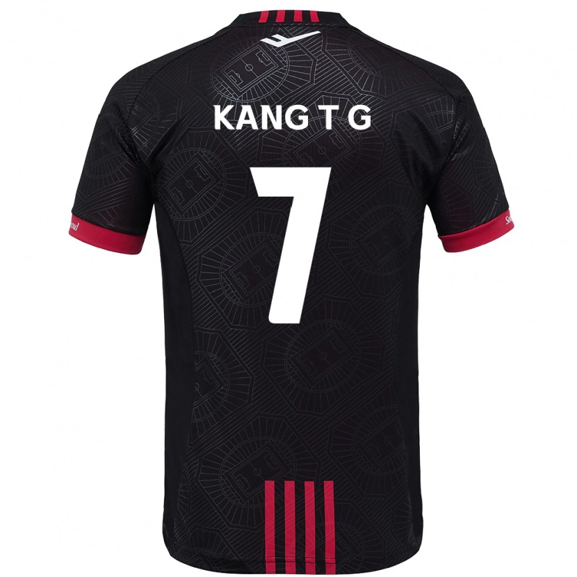 DanxenキッズKang Tae-Gyeong#7ブラック レッドホームシャツ2025/26ジャージーユニフォーム