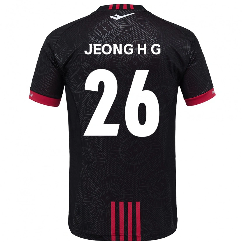 DanxenキッズJeong Hyun-Gyeong#26ブラック レッドホームシャツ2025/26ジャージーユニフォーム
